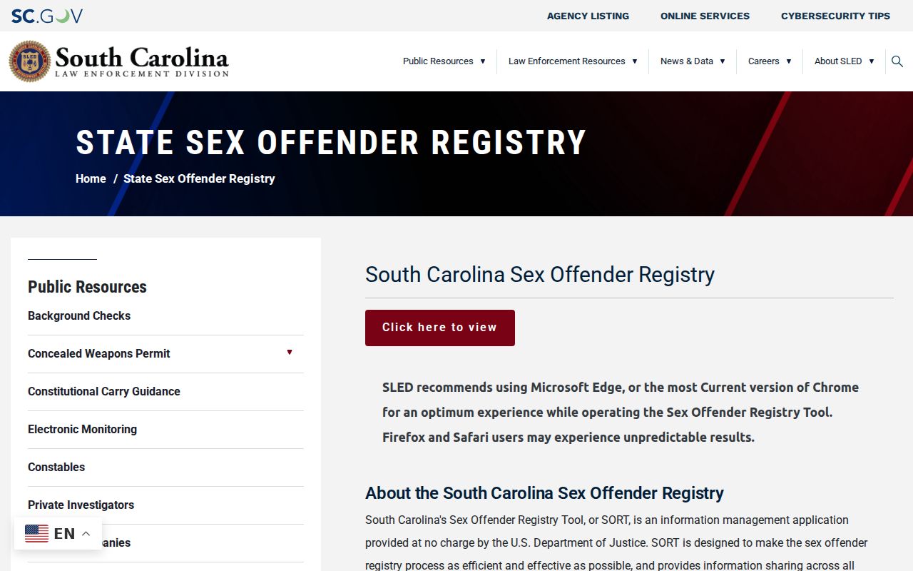 Chesterfield County sex offender criminal record registry