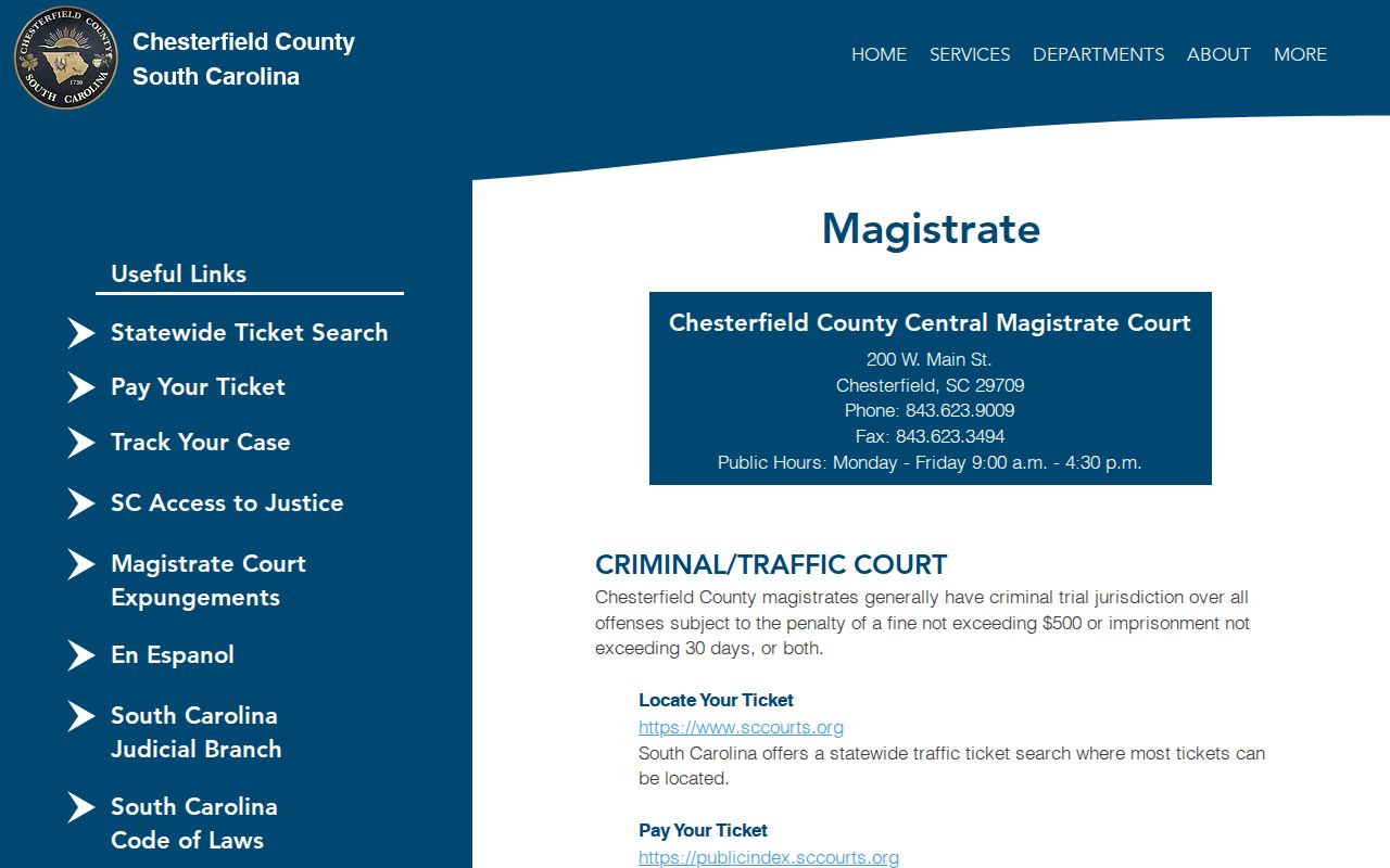 Chesterfield County arrest Bond Court schedule and contact