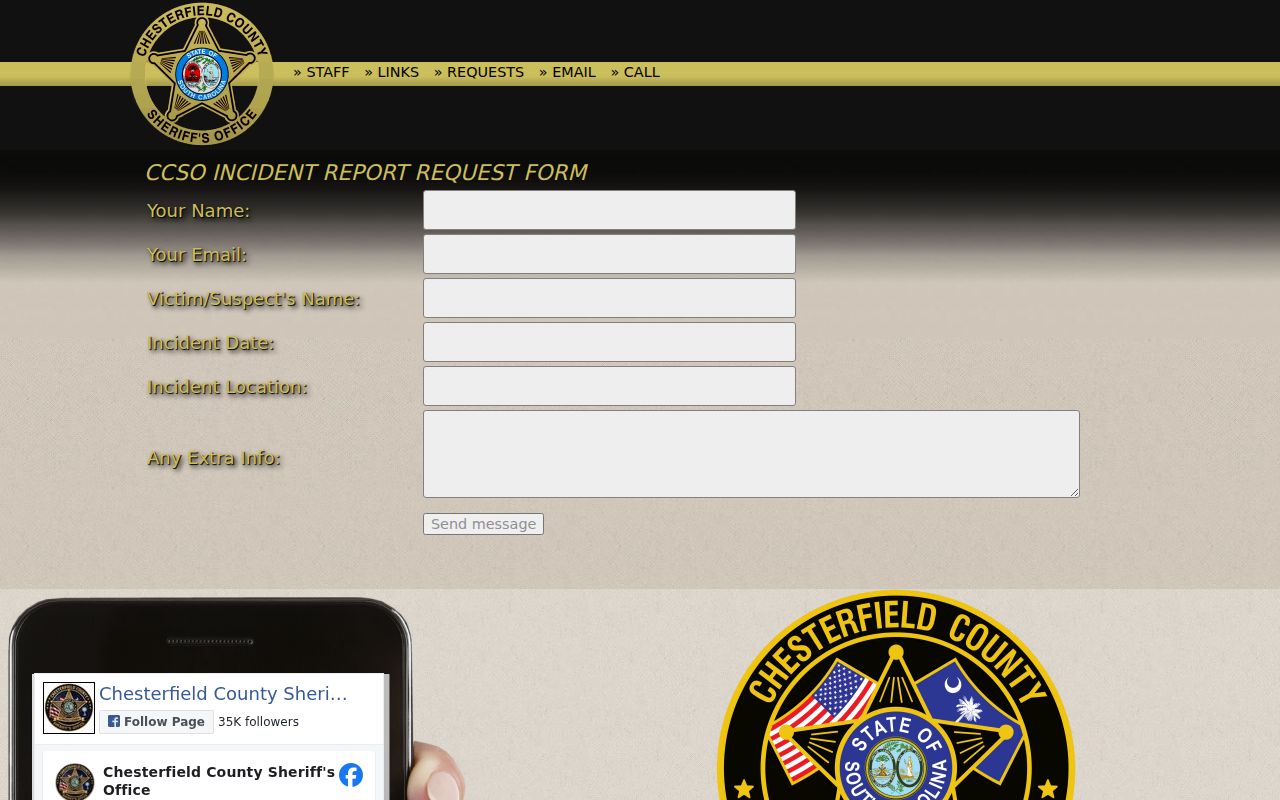 Chesterfield County arrest incident report online form
