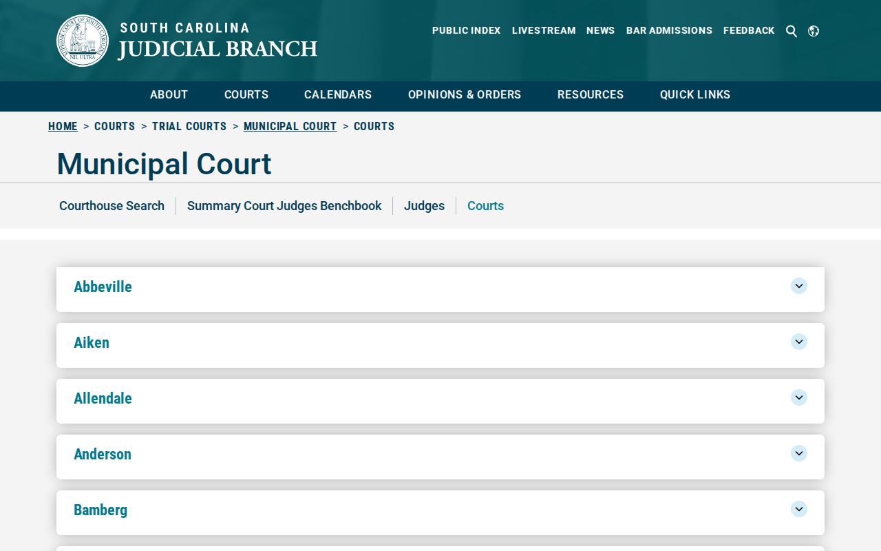 Cheraw Municipal Court criminal records in Chesterfield County court directory
