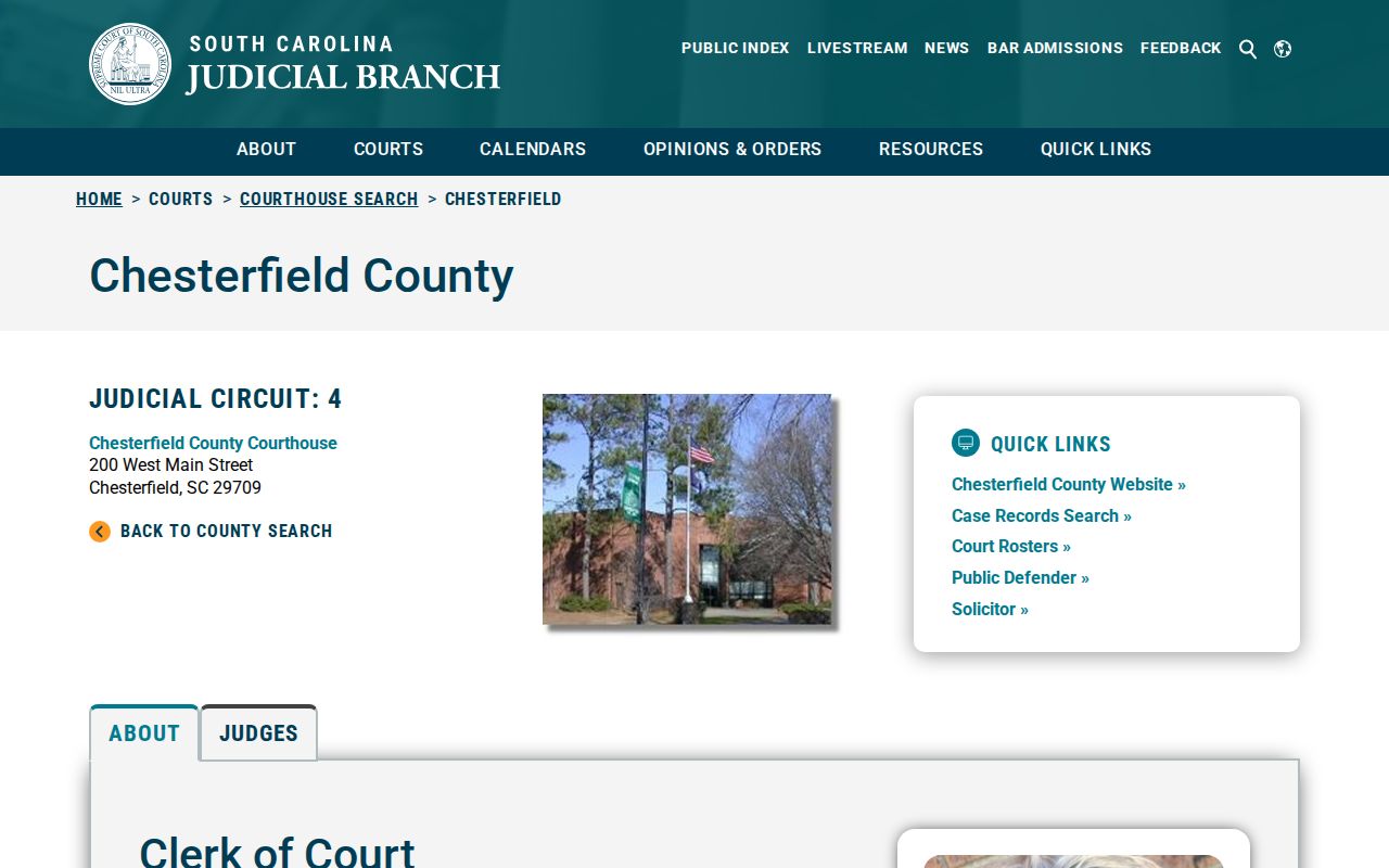 Chesterfield County court case courthouse listing